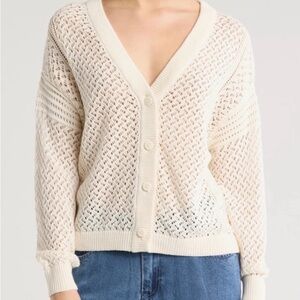 Splendid 100% Cotton Cream Open-Knit Cardigan